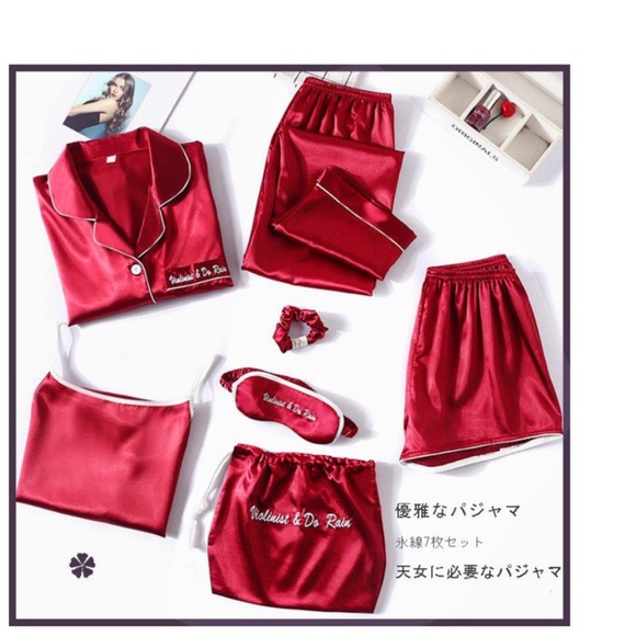 7 PIECE SATIN SILK PJ SET - Picture 6 of 16